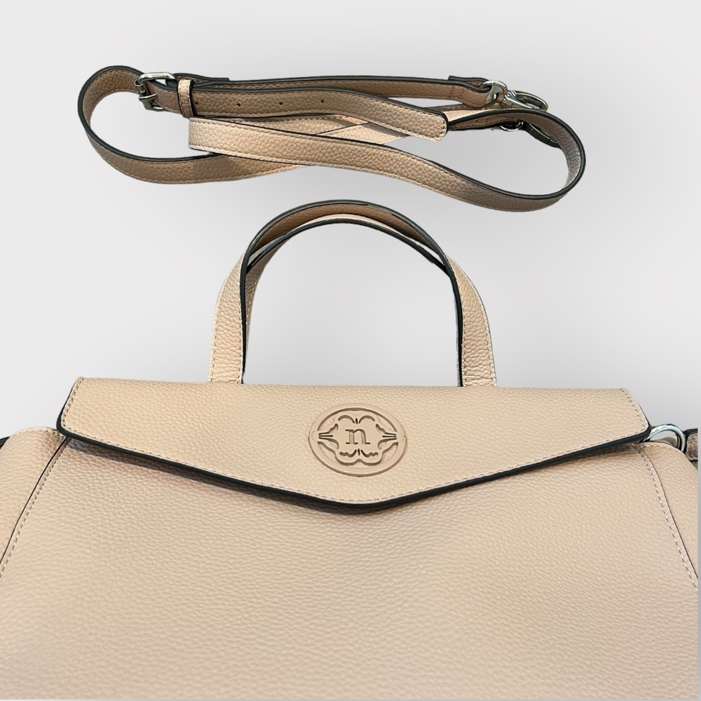 Nanette Lepore Tan Flap Pocket Tote Crossbody Purse Bag - Picture 3 of 7